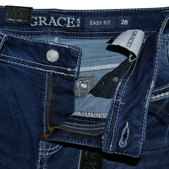 Grace In LA Womens Bootcut Jeans Size 28 x 33 Sequin Feather Embroidered NWT - Picture 6 of 11